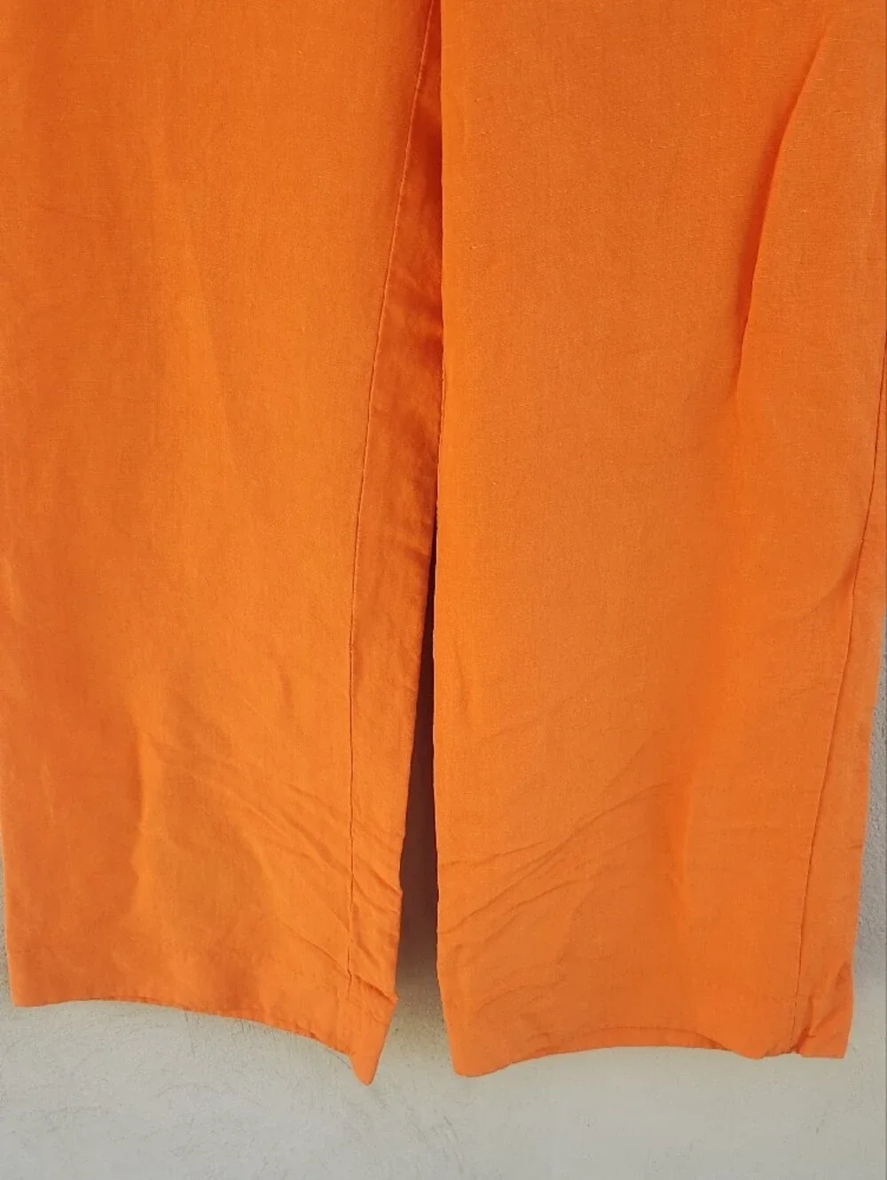 Banana Republic Linen Wide-Leg Trousers in Bright Orange